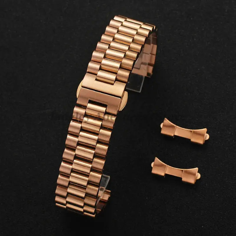 Solid Stainless Steel Watch Band 12-22mm Curved Arc Link Bracelet - STRAPS