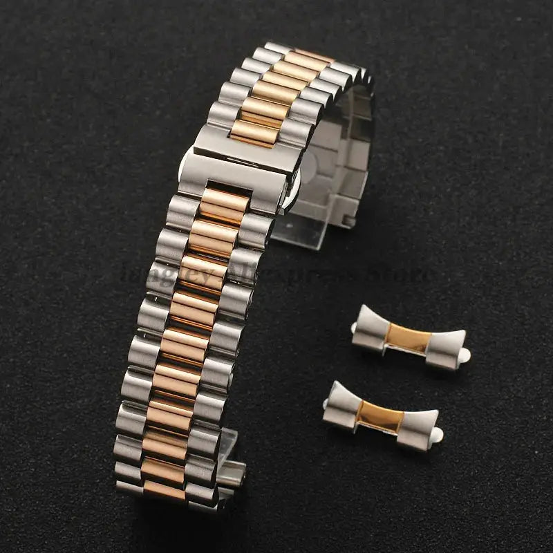 Solid Stainless Steel Watch Band 12-22mm Curved Arc Link Bracelet - STRAPS