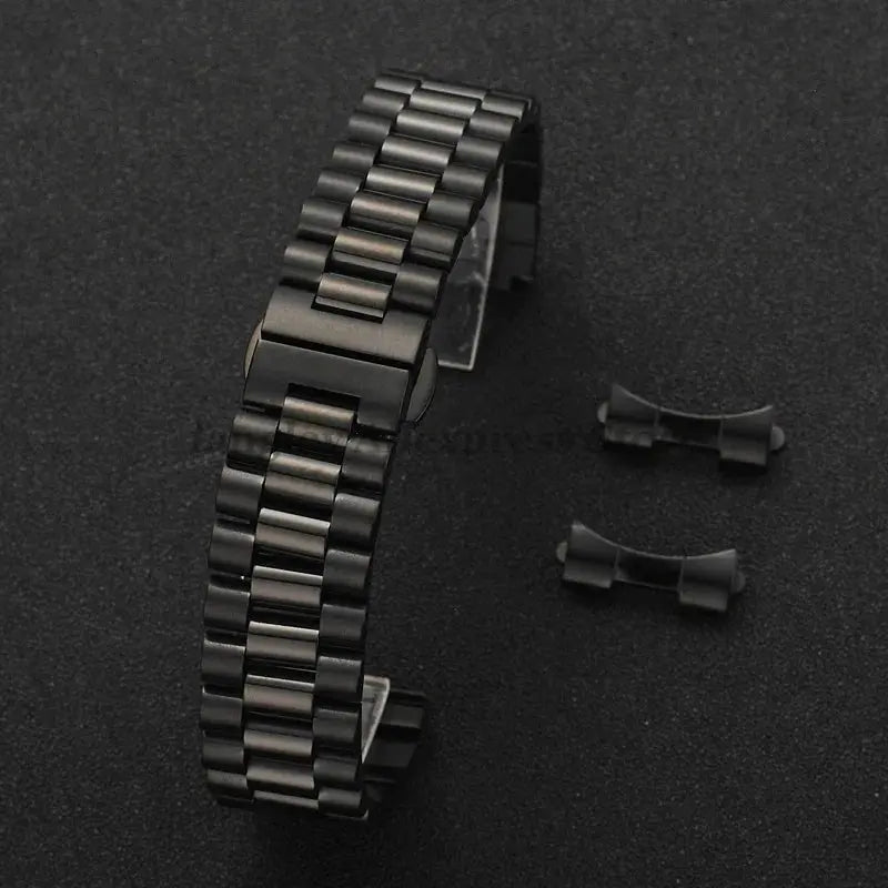 Solid Stainless Steel Watch Band 12-22mm Curved Arc Link Bracelet - STRAPS