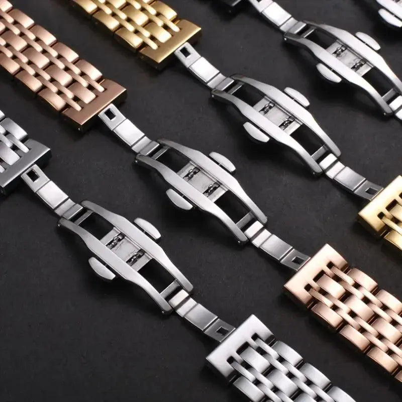 Solid Stainless Steel Watch Band for TISSOT, Omega, Seiko – 16mm to 24mm – Butterfly Buckle - STRAPS
