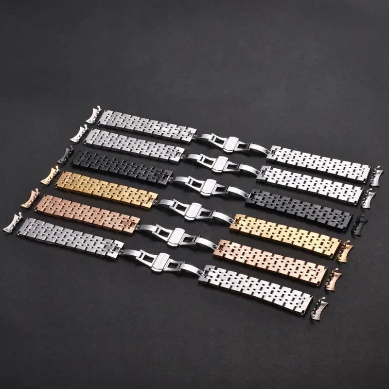 Solid Stainless Steel Watch Band for TISSOT, Omega, Seiko – 16mm to 24mm – Butterfly Buckle - STRAPS