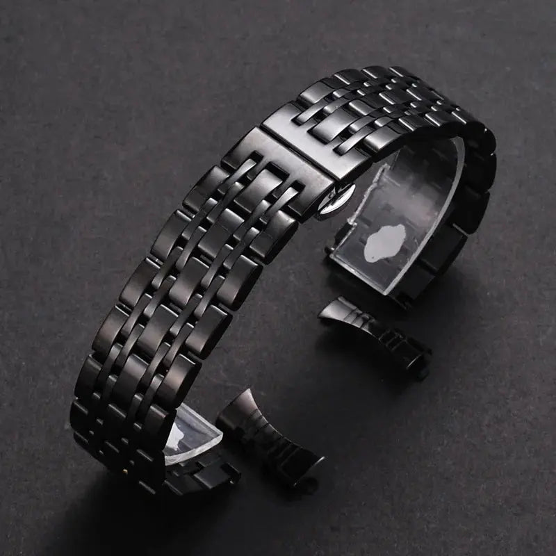 Solid Stainless Steel Watch Band for TISSOT, Omega, Seiko – 16mm to 24mm – Butterfly Buckle - STRAPS