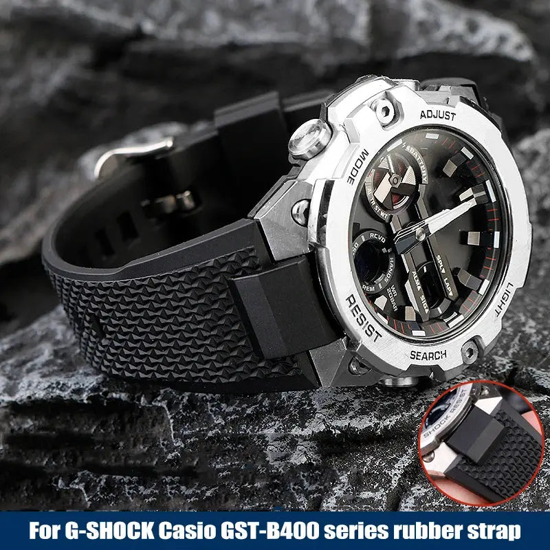 Sports Watch Band for Casio G-SHOCK GST-B400 - Silicone Resin, Waterproof - STRAPS