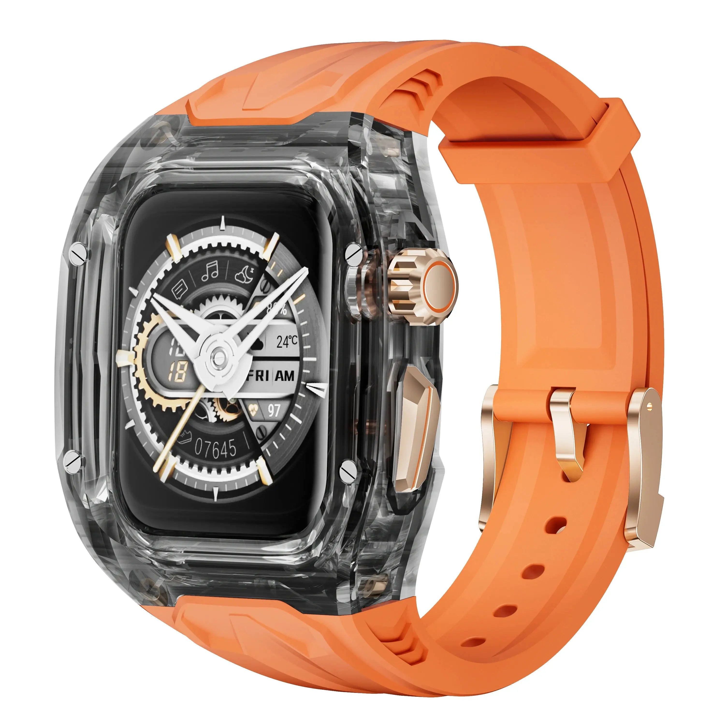 Sporty Transparent Case + Integrated TPU Strap for Apple Watch Series 4-9 STRAPS