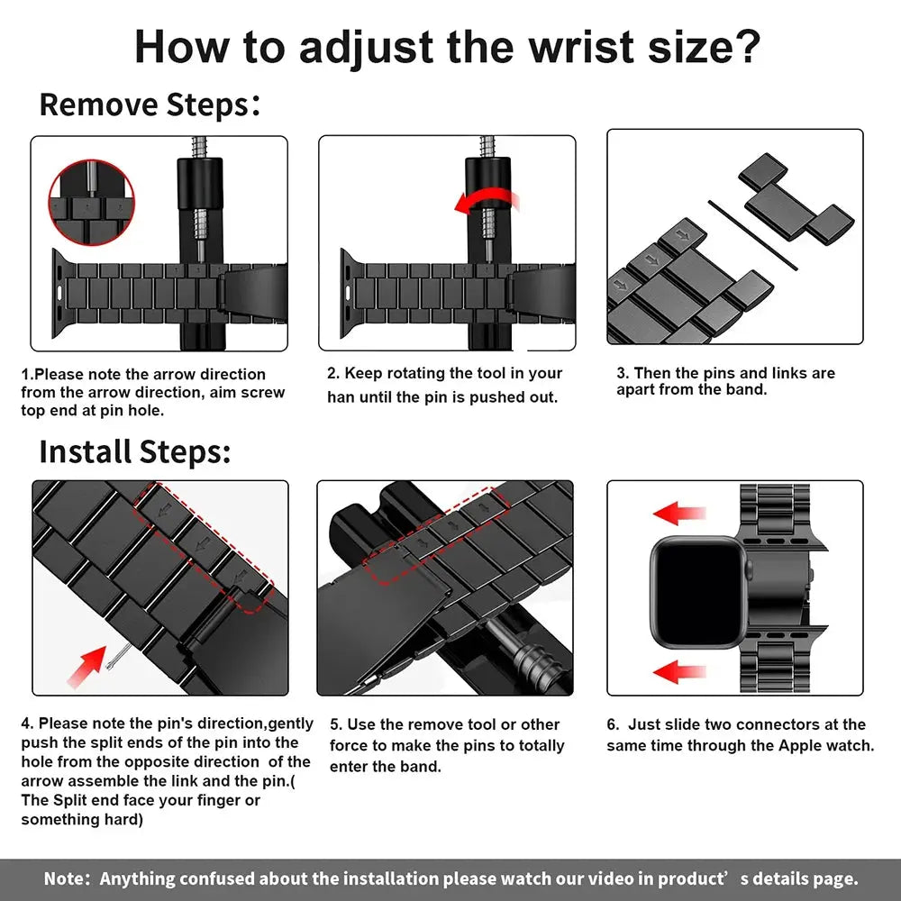 Stainless Steel Bracelet for Apple Watch Strap Ultra Series 9 10 SE 49/46/45/44/42/41/40mm STRAPS