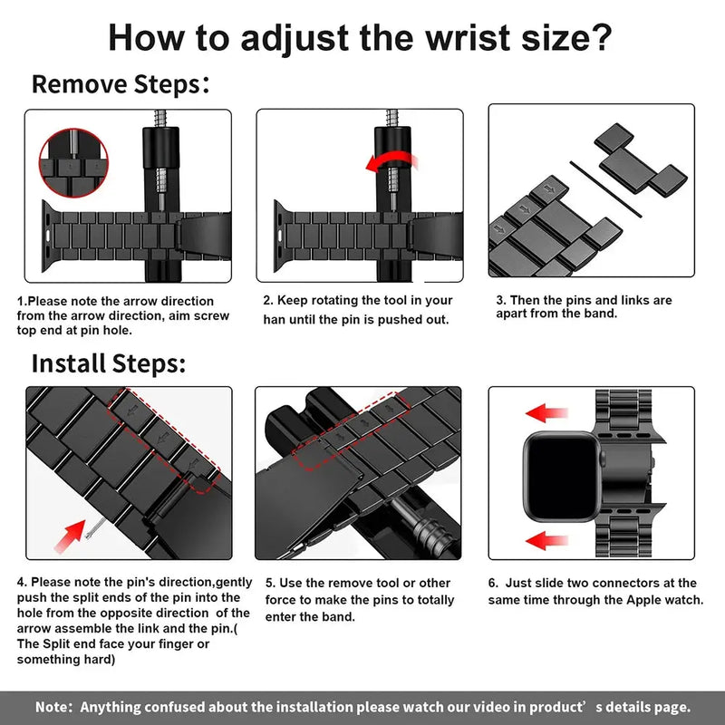 Stainless Steel Bracelet for Apple Watch Strap Ultra Series 9 10 SE 49/46/45/44/42/41/40mm STRAPS