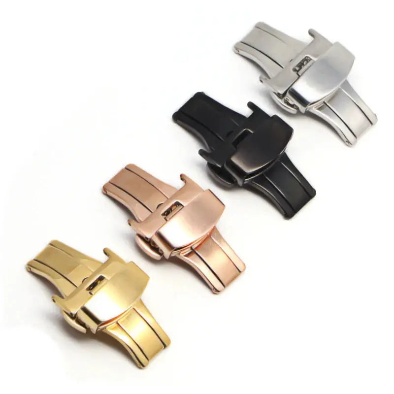 Stainless Steel Butterfly Buckle Watch Band 10-24mm, Polished Clasp V1-V9 - STRAPS