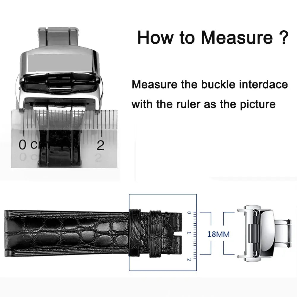 Stainless Steel Butterfly Buckle Watch Band 10-24mm, Polished Clasp V1-V9 - STRAPS