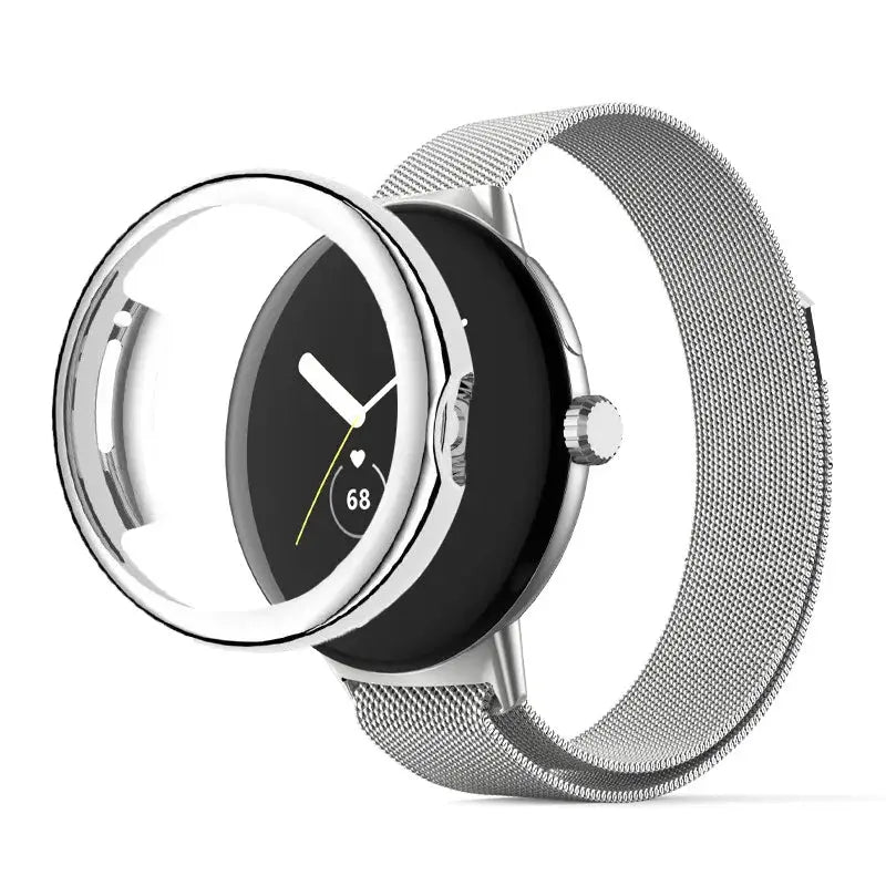 Stainless Steel Case Band for Google Pixel Watch 2/1 – Full Protective Cover & Metal Strap STRAPS