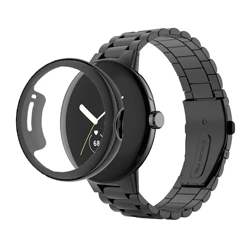 Stainless Steel Case Band for Google Pixel Watch 2/1 – Full Protective Cover & Metal Strap STRAPS