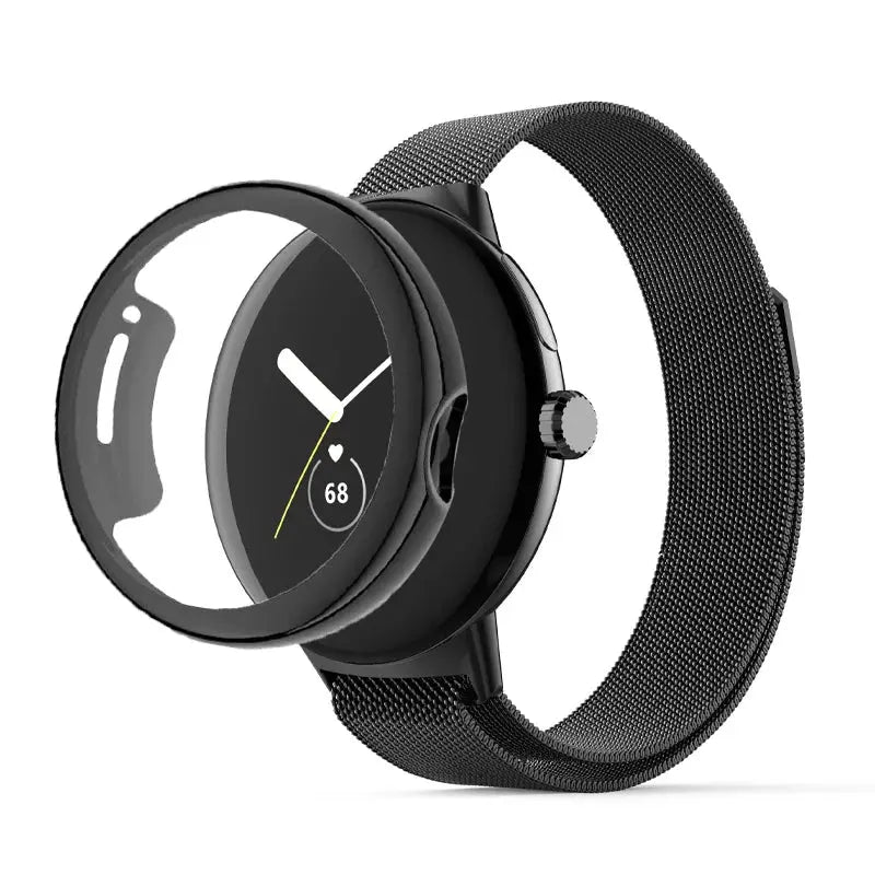 Stainless Steel Case Band for Google Pixel Watch 2/1 – Full Protective Cover & Metal Strap STRAPS