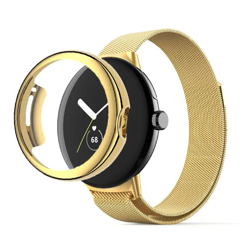 Stainless Steel Case Band for Google Pixel Watch 2/1 – Full Protective Cover & Metal Strap STRAPS