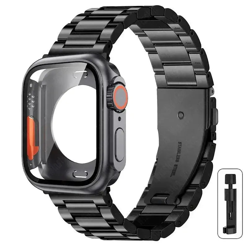 Stainless Steel Strap + Ultra Case for Apple Watch Series 4-9 (40mm-45mm) STRAPS