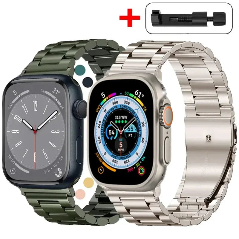 Three-Bead Stainless Steel Band for Apple Watch (All Series & Sizes) STRAPS