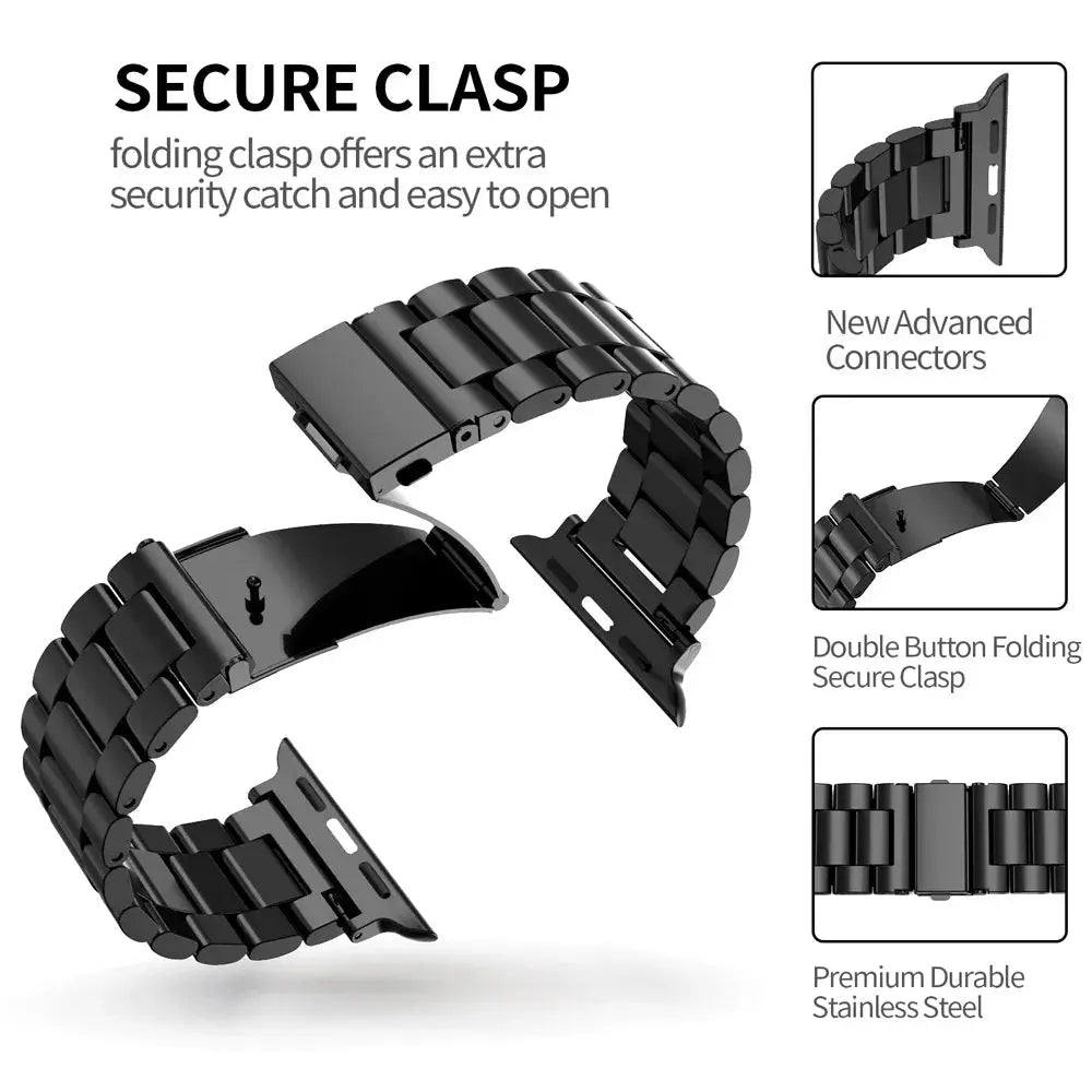 Three-Bead Stainless Steel Band for Apple Watch (All Series & Sizes) STRAPS