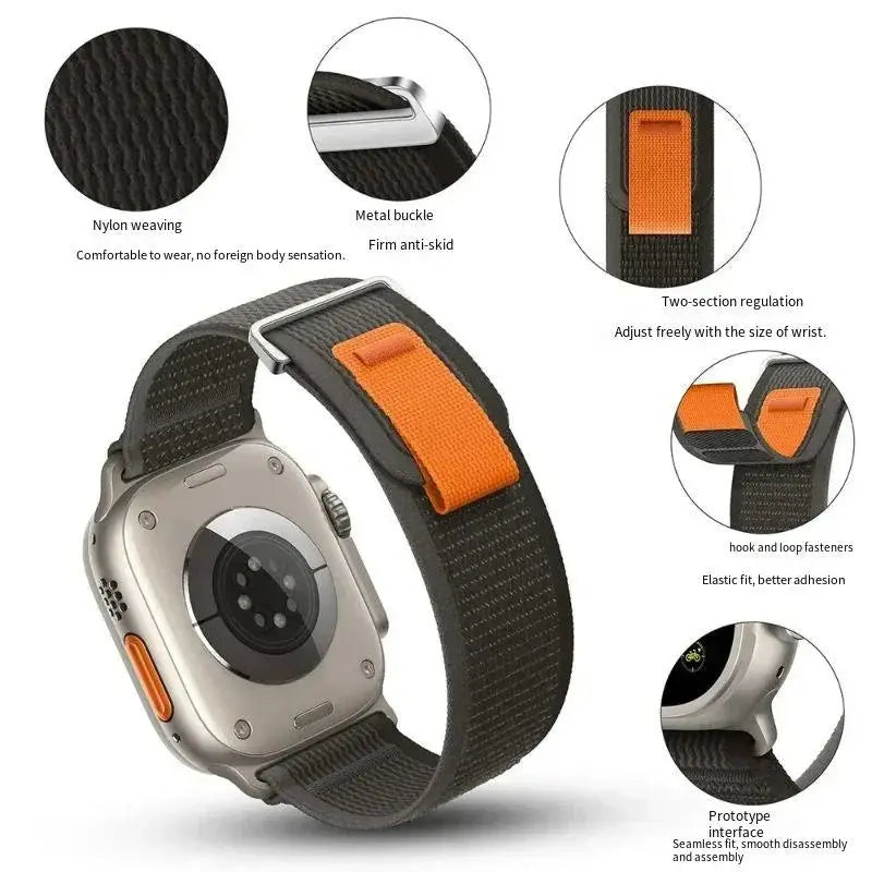 Trail Loop Nylon Strap For Apple Watch Ultra 2, Series 10, 9, 8, 7, SE, and More – Breathable Sports Wristband STRAPS