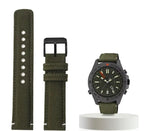 Waterproof Nylon Canvas & Leather Watch Strap for TIMEX, Citizen, Hamilton - 20mm, Khaki Watchband - STRAPS