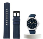 Waterproof Nylon Canvas & Leather Watch Strap for TIMEX, Citizen, Hamilton - 20mm, Khaki Watchband - STRAPS