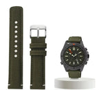 Waterproof Nylon Canvas & Leather Watch Strap for TIMEX, Citizen, Hamilton - 20mm, Khaki Watchband - STRAPS