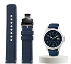 Waterproof Nylon Canvas & Leather Watch Strap for TIMEX, Citizen, Hamilton - 20mm, Khaki Watchband - STRAPS