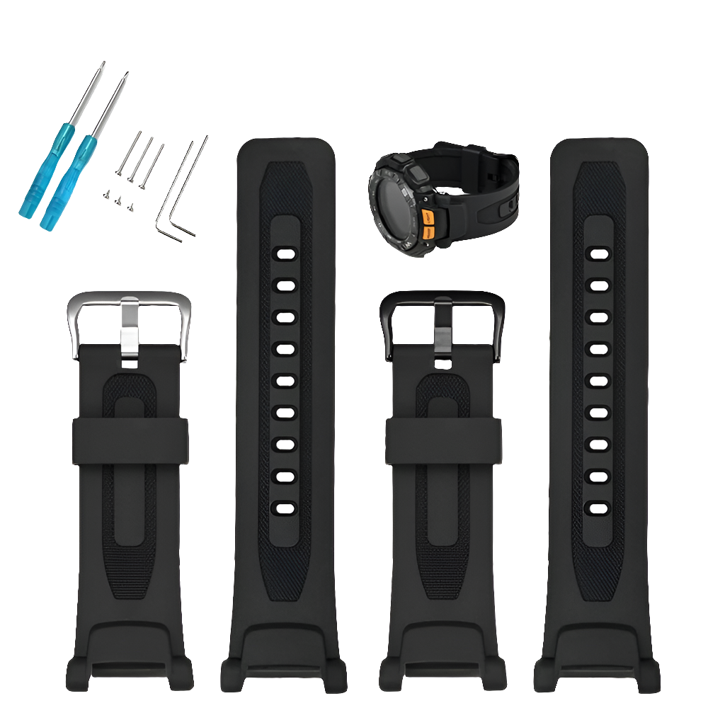 Resin Strap for Casio PROTREK PRG-240/PRG-40/PAG-40 – 21cm Band with Tool – Black Replacement STRAPS